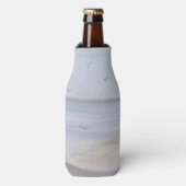 沿岸海岸線ビーチ水彩 ボトルクーラー (ボトル正面)
