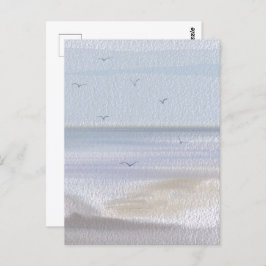 沿岸海岸線ビーチ水彩 ポストカード
