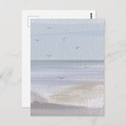 沿岸海岸線ビーチ水彩 ポストカード (正面/裏面)