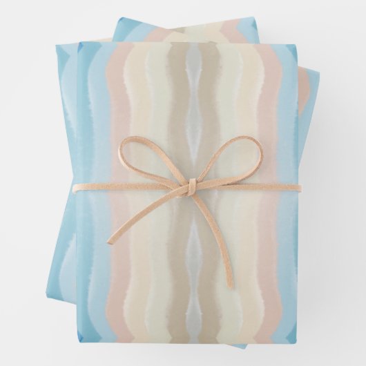 沿岸海岸線塩辛い波状繰り返しパターン ラッピングペーパーシート (インサイチュ)