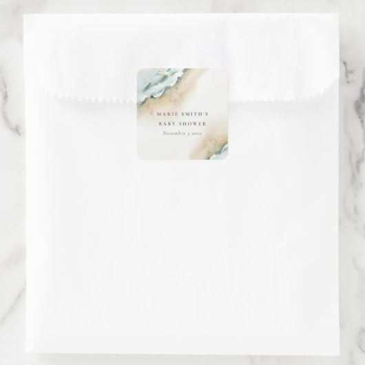 沿岸海波サンドビーチベビー航海のシャワー スクエアシール (バッグ)