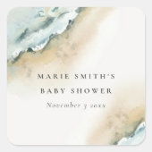 沿岸海波サンドビーチベビー航海のシャワー スクエアシール (正面)