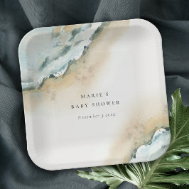 沿岸海波サンドビーチベビー航海のシャワー ペーパープレート