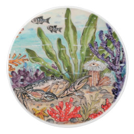 沿岸海洋生物カニ珊瑚魚の水中海洋 セラミックノブ