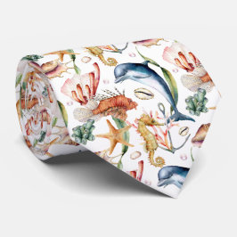 沿岸海洋生物パターン ネクタイ
