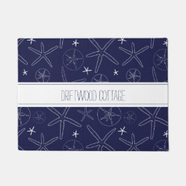 沿岸海軍の青いヒトデ、砂ドルのdoormat ドアマット