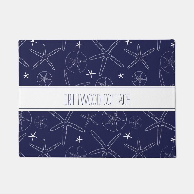 沿岸海軍の青いヒトデ、砂ドルのdoormat ドアマット (正面)