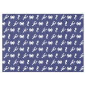 沿岸海軍の青い白いロブスターのカニの海馬 テーブルクロス (正面(横))