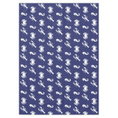 沿岸海軍の青い白いロブスターのカニの海馬 テーブルクロス (正面)