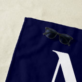 沿岸海軍ブルーいかり航海のモノグラム名 ビーチタオル (インサイチュ)