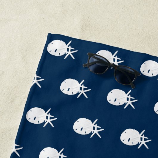 沿岸海軍ブルーパーソナライズされたヒトデ ビーチタオル (インサイチュ)