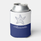 沿岸海軍モダンブルーホワイトモノグラムヒトデ 缶クーラー (缶正面)