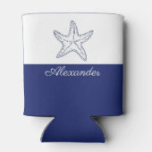 沿岸海軍モダンブルーホワイトモノグラムヒトデ 缶クーラー (裏面)