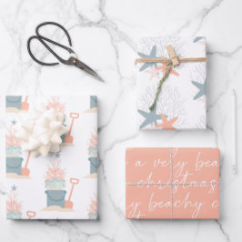 沿岸海辺のクリスマスラッピング紙シート ラッピングペーパーシート