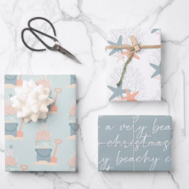 沿岸海辺のクリスマスラッピング紙シート ラッピングペーパーシート