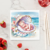 沿岸海辺の女の子の赤ちゃんシャワー海をテーマ スタンダードランチョンナプキン (インサイチュ)