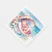 沿岸海辺の女の子の赤ちゃんシャワー海をテーマ スタンダードランチョンナプキン (角)