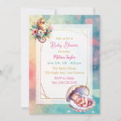沿岸海辺の女の子の赤ちゃんシャワー海をテーマ 招待状 (正面)