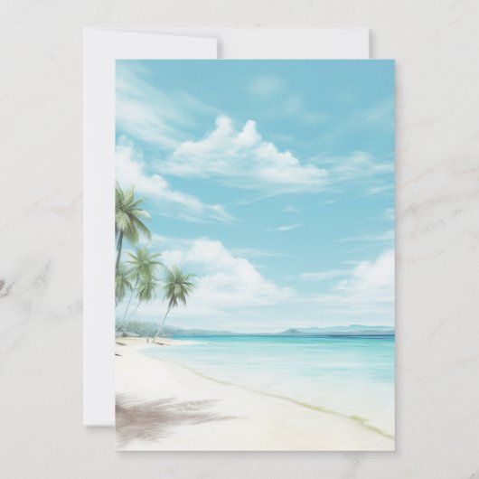 沿岸海辺の私たちが必要なのは愛ビーチ結婚式 招待状 (裏面)