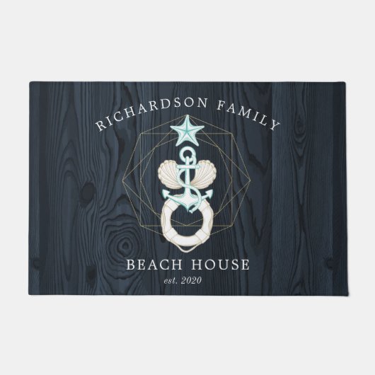 沿岸海辺ターコイズモノグラム ドアマット (正面)