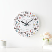 沿岸海辺 |ビーチハウスファミリー名 ラージ壁時計 (ホーム)