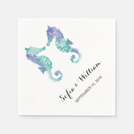 沿岸海馬の水色 | ウェディング スタンダードカクテルナプキン