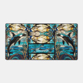 沿岸熱帯オルカブラックブルーと金ゴールド デスクマット (正面)