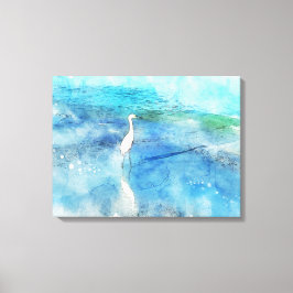 沿岸熱帯ビーチ海波白エグレット キャンバスプリント