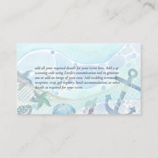 沿岸熱帯ビーチ行先結婚式 名刺 (裏面)
