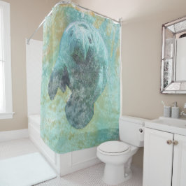 沿岸生活美しいマナティー シャワーカーテン
