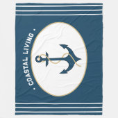 沿岸生航海の生ティール（緑がかった色）ブルーいかりロープ フリースブランケット (正面)