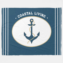 沿岸生航海の生ティール（緑がかった色）ブルーいかりロープ フリースブランケット