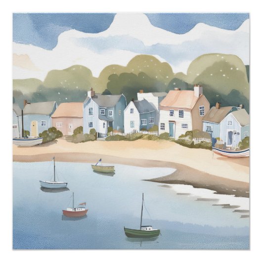 沿岸町 | エアリービーチイウォーター絵を描カラー ポスター (正面)