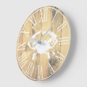 沿岸白いカニ及びのど木板 ラージ壁時計 (傾斜)