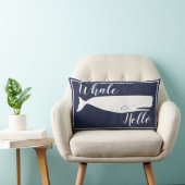 沿岸白いクジラこんにちは及び家族のモノグラム ランバークッション (椅子)