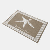 沿岸白いヒトデはフレーム及びのどのバーラップを並べます ドアマット (アングル)