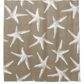 沿岸白いヒトデ及びのどのバーラップ シャワーカーテン (正面)