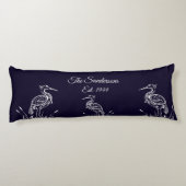 沿岸白パーソナライズされた鷺の鳥ネイビーブルー ボディピロー (裏面)