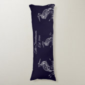 沿岸白パーソナライズされた鷺の鳥ネイビーブルー ボディピロー (正面縦)