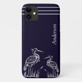沿岸白パーソナライズされた鷺の鳥ネイビーブルー Case-Mate iPhoneケース (裏面)