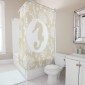 沿岸白海の珊瑚及び暗灰色のタツノオトシゴ シャワーカーテン (インサイチュ)