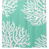 沿岸白海の珊瑚及び海ガラスの緑 シャワーカーテン (正面)