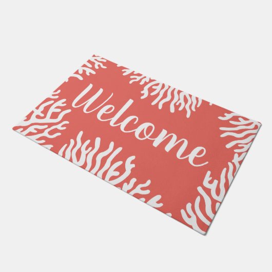 沿岸白海の珊瑚及び珊瑚のピンクの歓迎 ドアマット (アングル)