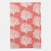 沿岸白海の珊瑚及び珊瑚のピンク キッチンタオル (縦)