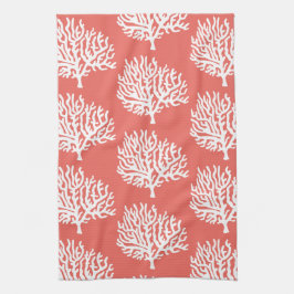 沿岸白海の珊瑚及び珊瑚のピンク キッチンタオル