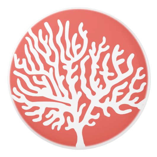 沿岸白海の珊瑚及び珊瑚のピンク セラミックノブ (正面)