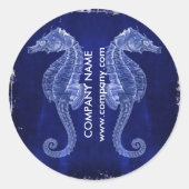 沿岸白漆喰の木航海のの青い海老 ラウンドシール (正面)