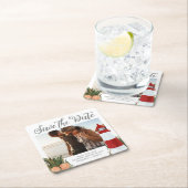 沿岸目的地の結婚式の写真の保存日付 スクエアペーパーコースター (インサイチュ)