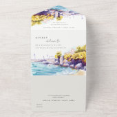 沿岸砂ビーチロッキーシー結婚スケープのQRコード オールインワン招待状 (外側)