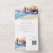 沿岸砂ビーチロッキーシー結婚スケープのQRコード オールインワン招待状 (内側)